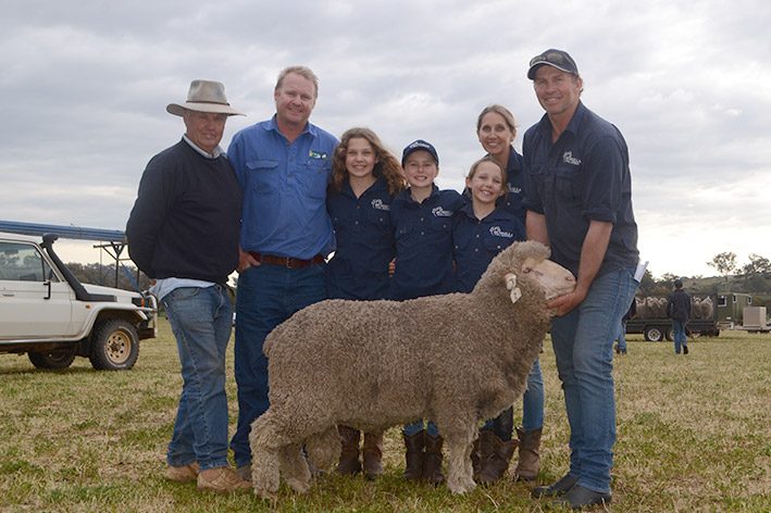 Bundilla Poll Merino Stud - Classer Chris Bowman & Rick Mattiske with the Baldwin Family